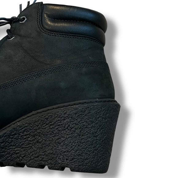 Timberland Earthkeepers Amston Wedge Booties Laceup Black Leather 8253A Womens 7 - Picture 6 of 13